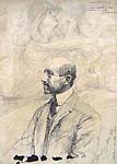 GAETANO MARTINEZ, Portrait of Gabriele D'Annunzio, pen and black ink